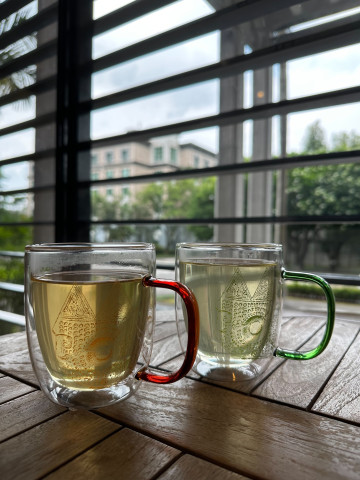 貓頭鷹紋飾雙層玻璃杯