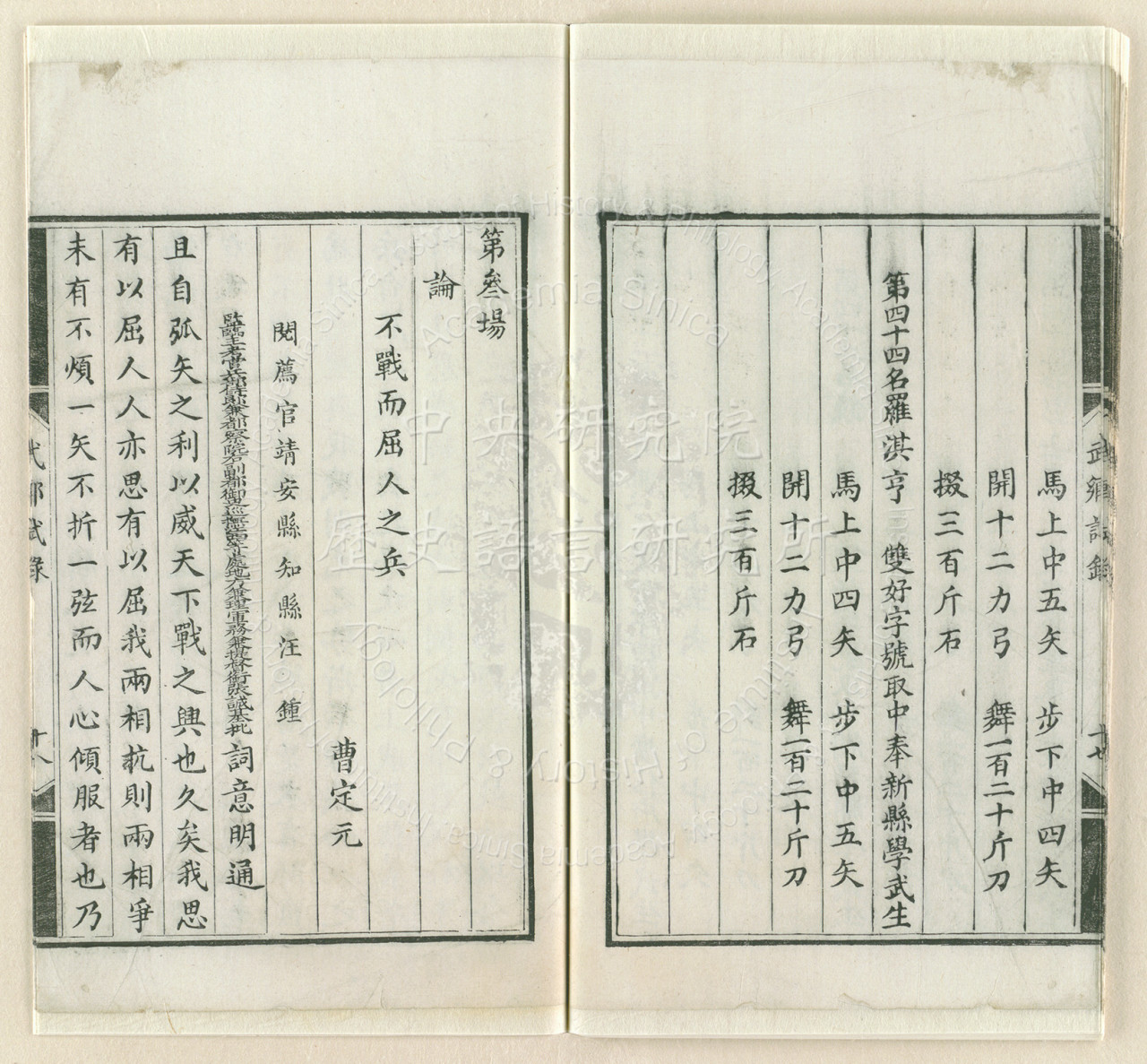 Records of the Jiangxi Military Provincial Examination