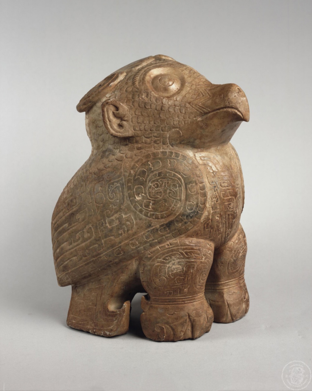 Marble Sculpture of a Standing Owl