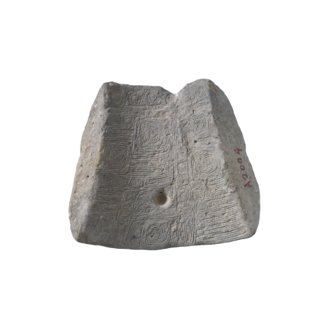 Ku Vessel Mold with Fine Line Zoomorphic Mask Pattern