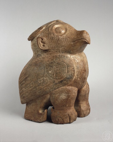 Marble Sculpture of a Standing Owl