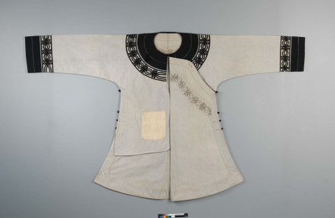 Embroidered Gray Women&rsquo;s Garment with Blue Trim&nbsp;