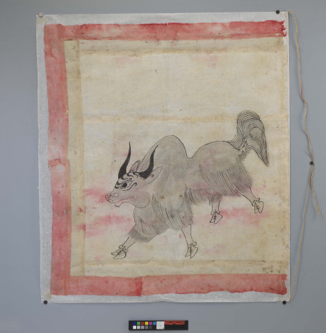 Paper Banner with Yak Illustration