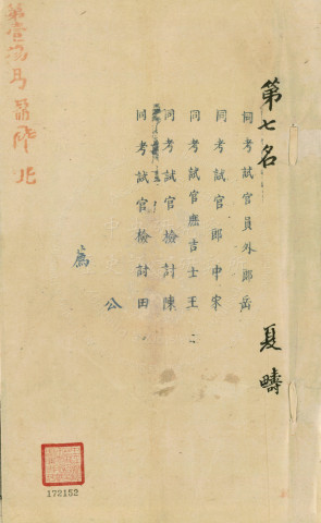 Vermillion Copy of the Metropolitan Examination Paper by Xia Chou, the 7th-Ranked