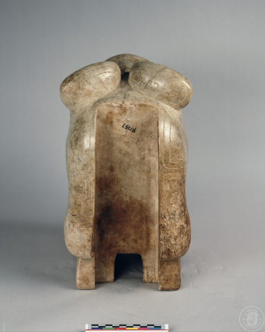 Marble Sculpture of a Kneeling Anthropomorphic Figure with a Tiger Head