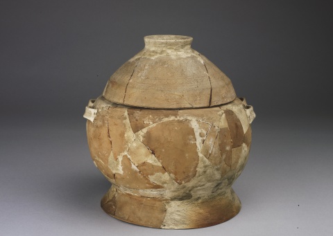 Pou Lidded Stoneware Vase