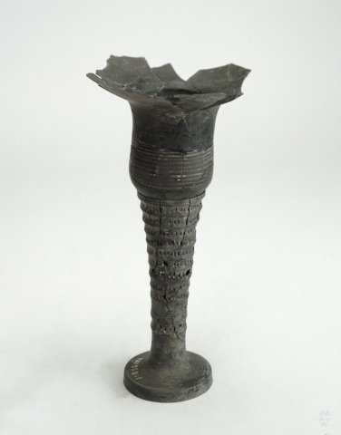 Tall-stemmed Egg Shell Black Pottery Cup