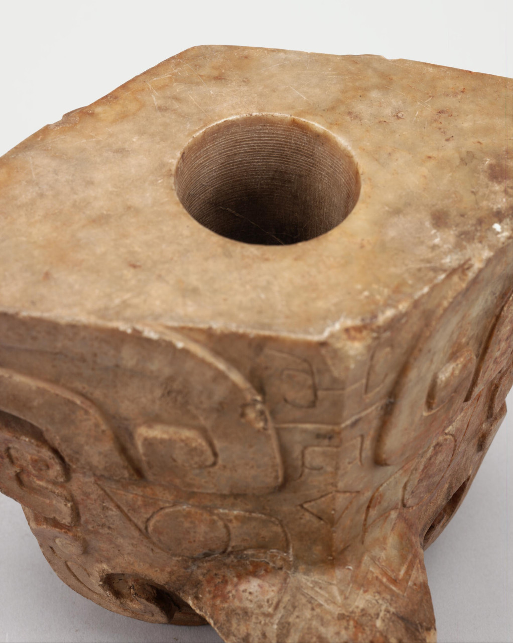 Approaching National Treasures: Marble Pole Ornaments with Two Owl Heads on Opposing Sides