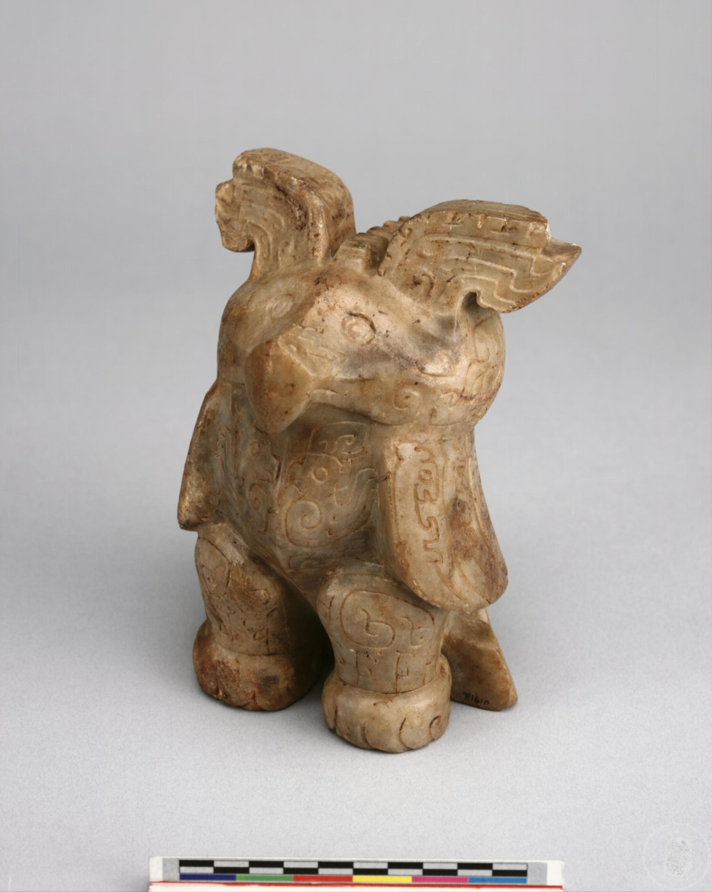 Approaching National Treasures: Small Marble Sculpture of a Standing Owl