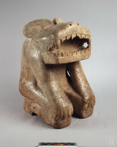 Approaching National Treasures: Marble Sculpture of a Kneeling Anthropomorphic Figure with a Tiger Head