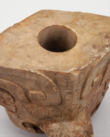 Approaching National Treasures: Marble Pole Ornaments with Two Owl Heads on Opposing Sides