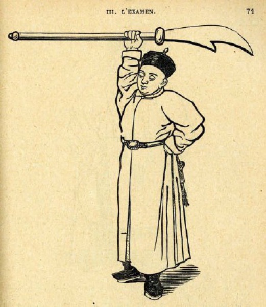 第二場考試「舞刀」示意圖，出自Étienne Zi, Pratique des examens militaires en Chine, 1896. ○cUniversity of Oregon