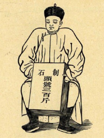 第二場考試「掇石」示意圖，出自Étienne Zi, Pratique des examens militaires en Chine, 1896. ○cUniversity of Oregon