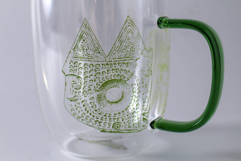 Owl Pattern Double Wall Glass