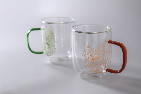 Owl Pattern Double Wall Glass