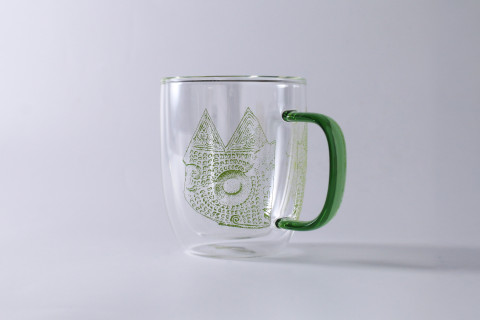 Owl Pattern Double Wall Glass