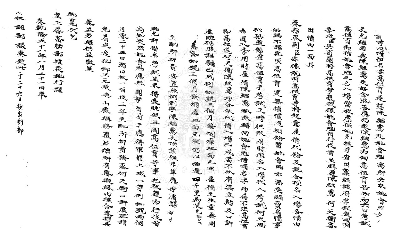 刑部為審擬冒名頂替考試事