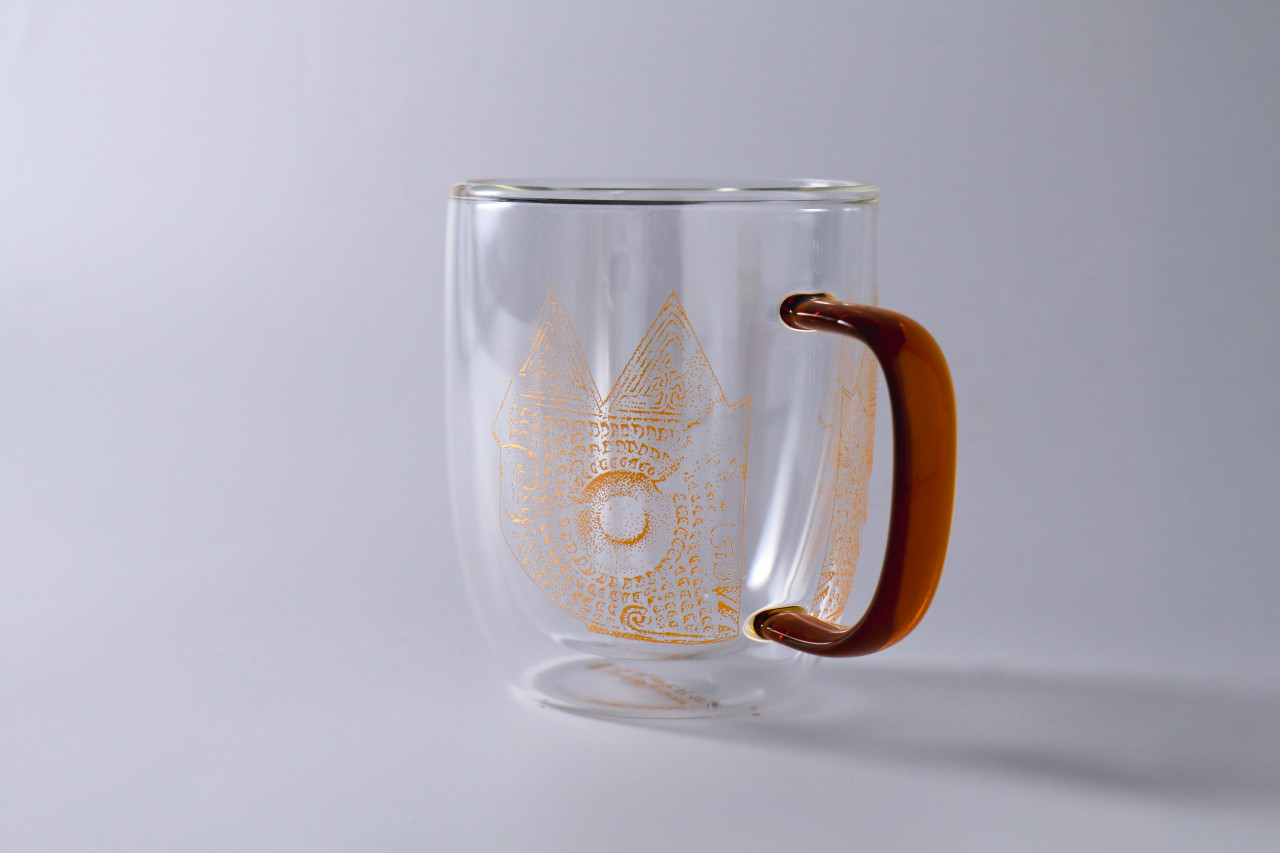 クロウ紋二層耐熱ガラスカップ